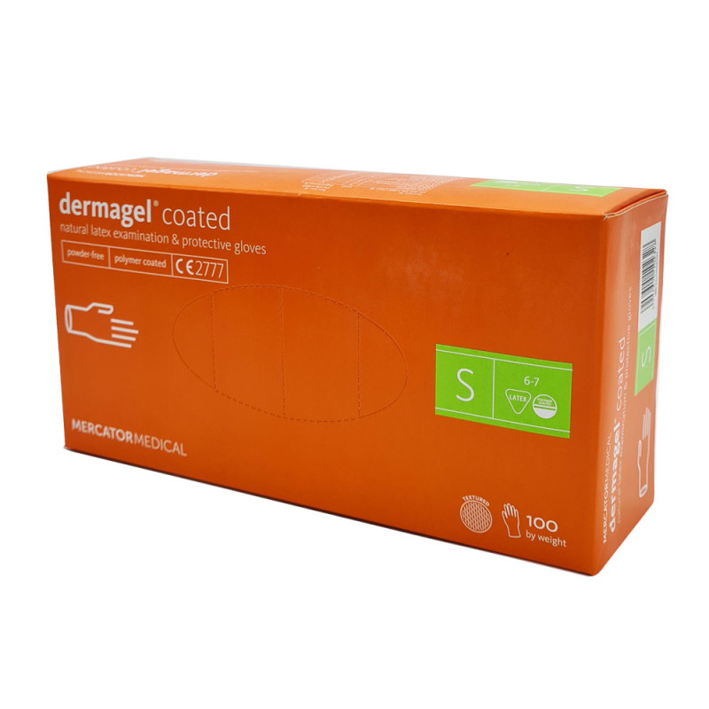 Rękawiczki lateksowe S Mercator Dermagel Coated 100szt