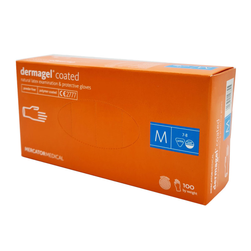 Rękawiczki lateksowe M Mercator Dermagel Coated 100szt