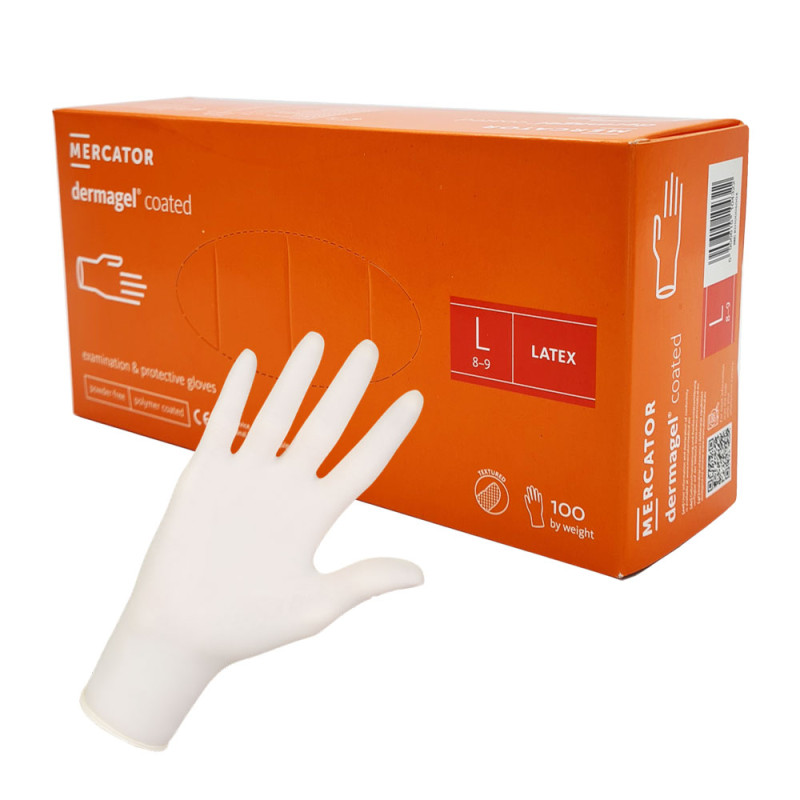 Rękawiczki lateksowe L Mercator Dermagel Coated 100szt