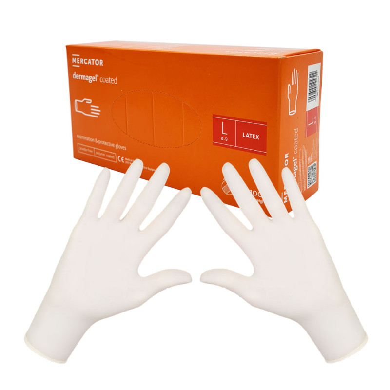 Rękawiczki lateksowe L Mercator Dermagel Coated 100szt