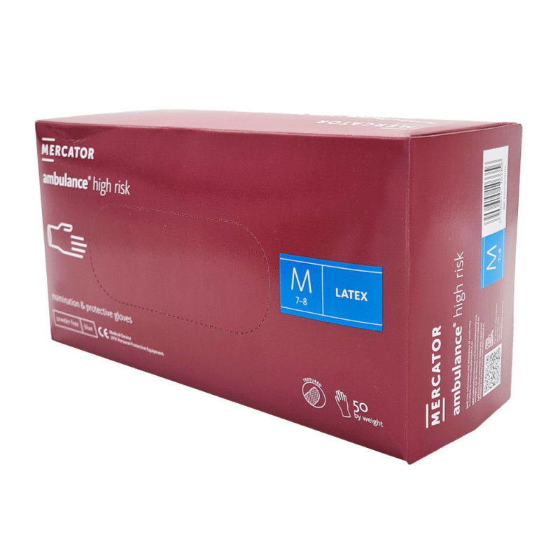 Rękawiczki lateksowe M niebieskie Mercator Ambulance High Risk 50szt