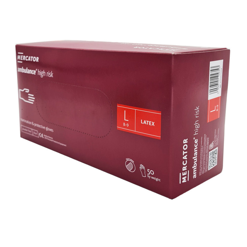 Rękawiczki lateksowe L niebieskie Mercator Ambulance High Risk 50szt