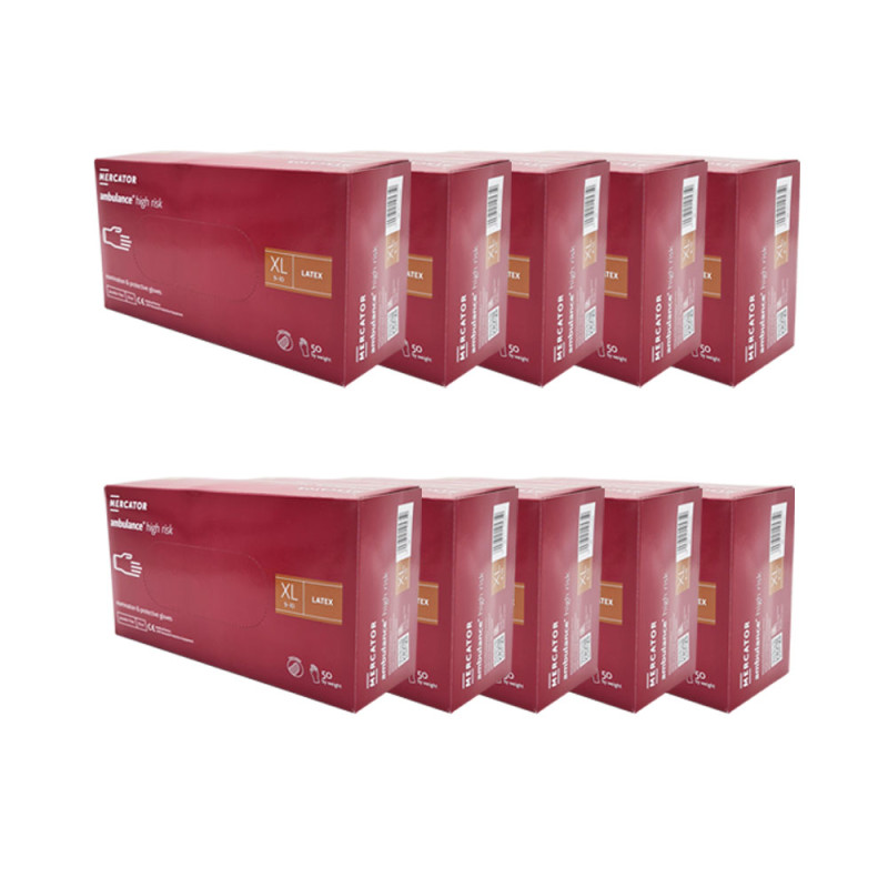 Rękawiczki lateksowe XL niebieskie Mercator Ambulance High Risk 50szt karton 10op