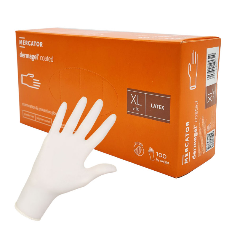 Rękawiczki lateksowe XL Mercator Dermagel Coated 100szt