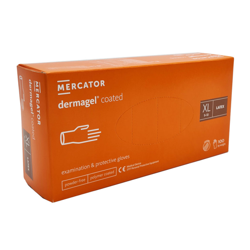 Rękawiczki lateksowe XL Mercator Dermagel Coated 100szt