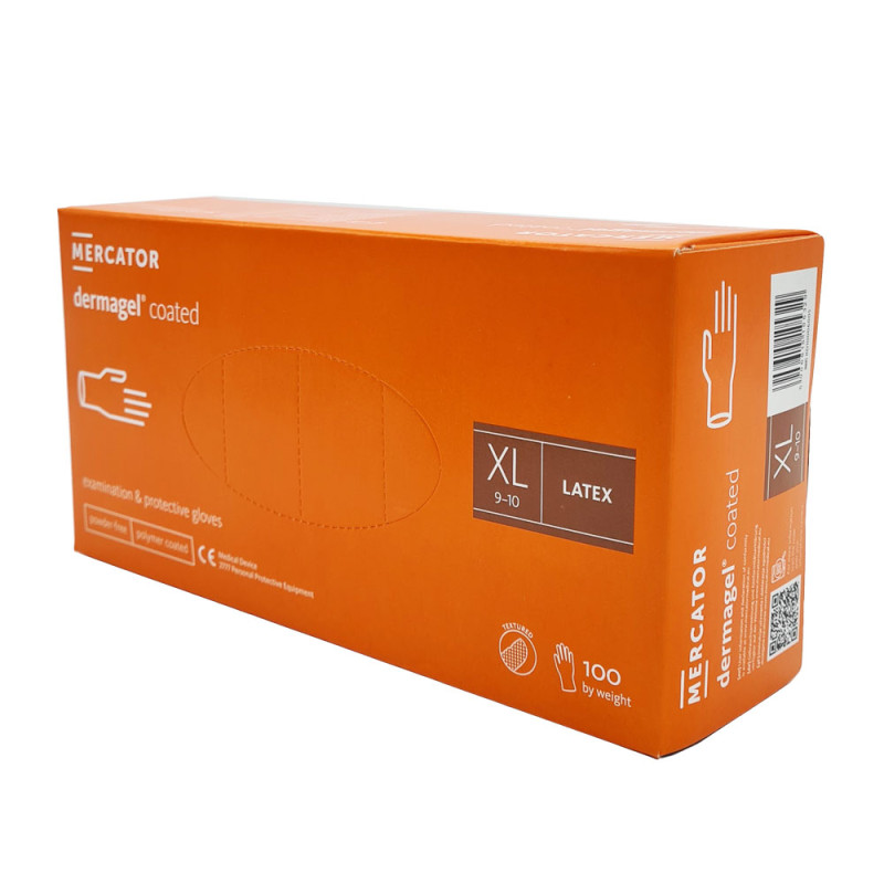 Rękawiczki lateksowe XL Mercator Dermagel Coated 100szt