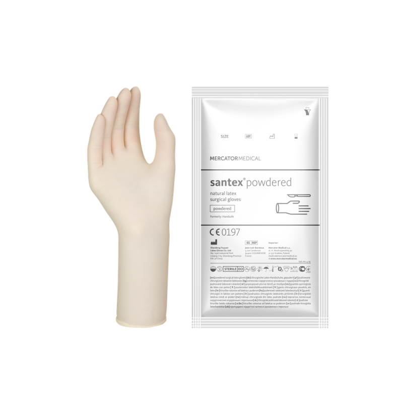 Rękawiczki chirurgiczne lateksowe sterylne 6.0 pudrowane Mercator Santex Powdered 1 para