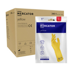 Rękawiczki gumowe L gospodarcze żółte lateksowe Ideall Yellow 240par karton