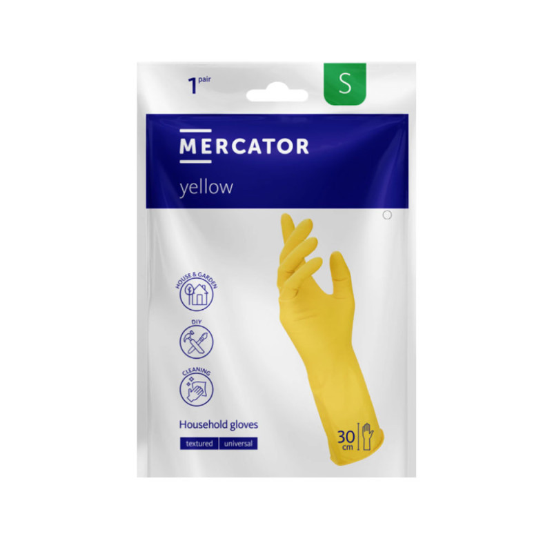 Rękawiczki gumowe S gospodarcze żółte lateksowe Ideall Yellow 240par karton