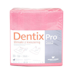 Śliniak dentystyczny z kieszonką 39cm x 48cm różowy podfoliowany 54g DentixPro 50szt