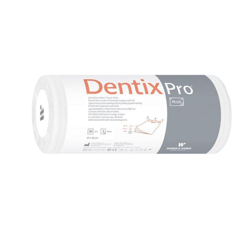 Śliniak dentystyczny na rolce 50cm x 65cm biały podfoliowany 54g DentixPro 30szt