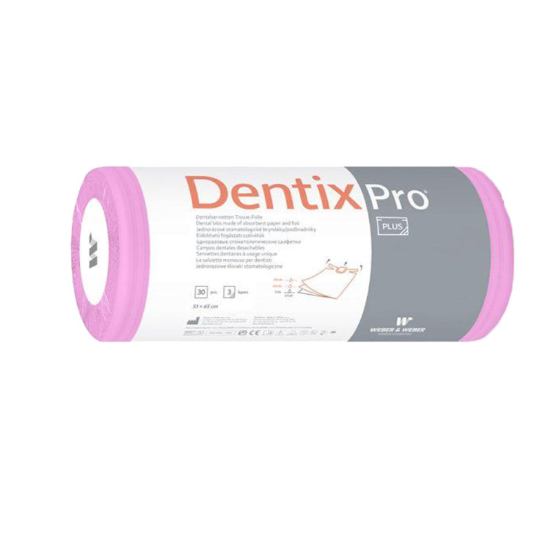 Śliniak dentystyczny na rolce 50cm x 65cm różowy podfoliowany 54g DentixPro 30szt