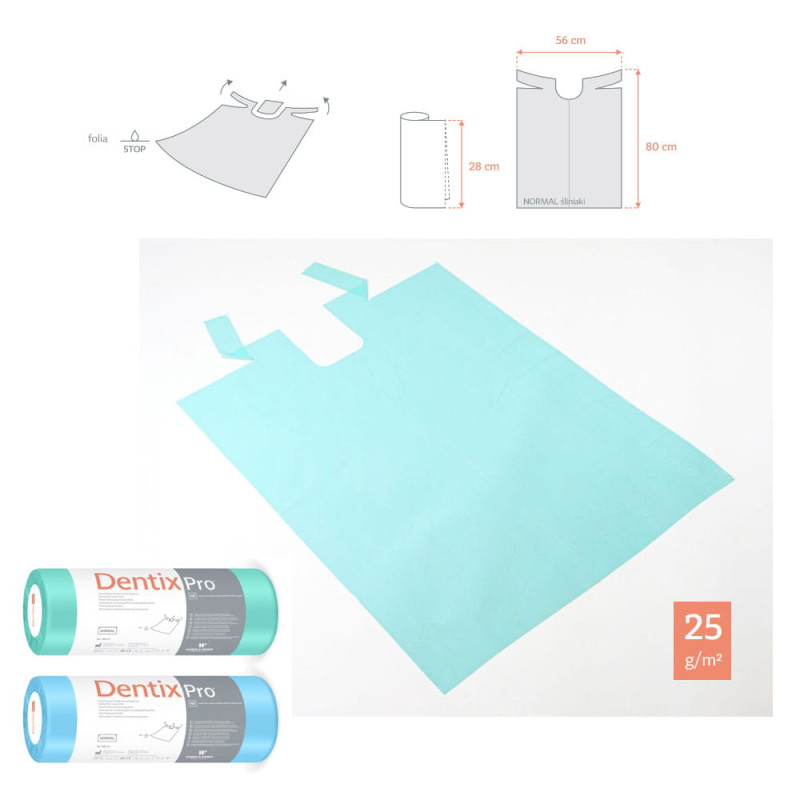 Śliniak dentystyczny na rolce 56cm x 80cm zielony podfoliowany 25g MedixPro 100szt