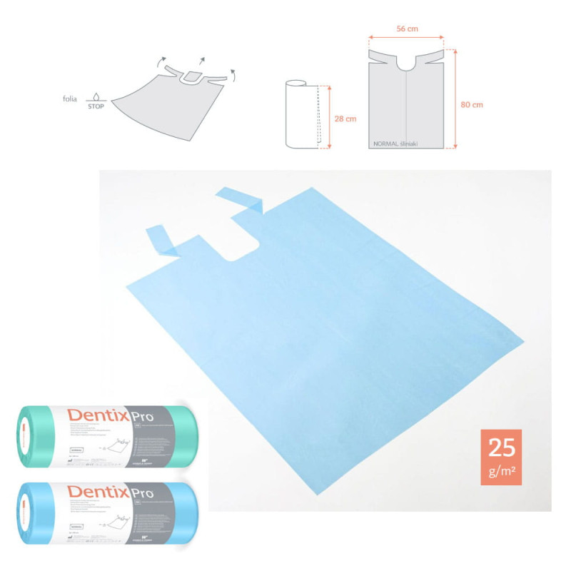 Śliniak dentystyczny na rolce 56cm x 80cm niebieski podfoliowany 25g MedixPro 100szt