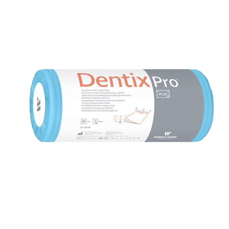 Śliniak dentystyczny na rolce 50cm x 65cm niebieski podfoliowany 54g DentixPro 270szt
