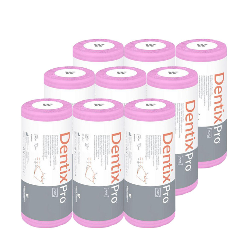 Śliniak dentystyczny na rolce 50cm x 65cm różowy podfoliowany 54g DentixPro 270szt