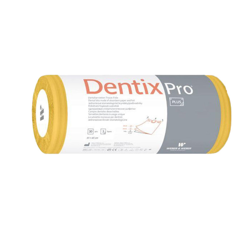 Śliniak dentystyczny na rolce 50cm x 65cm żółty podfoliowany 54g DentixPro 270szt