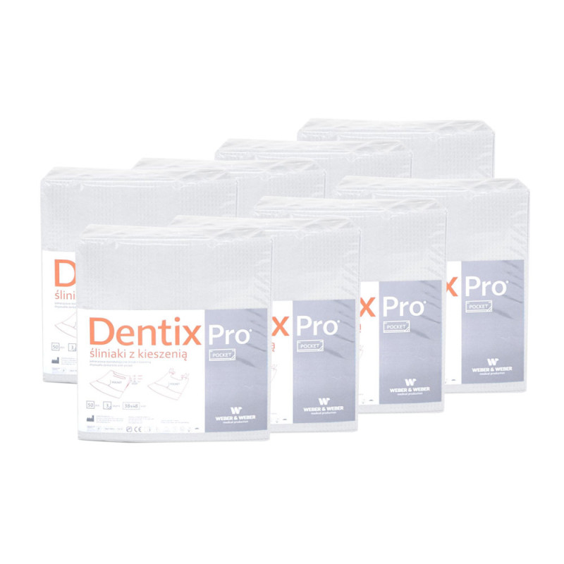 Śliniak dentystyczny z kieszonką 39cm x 48cm biały podfoliowany 54g DentixPro 400szt