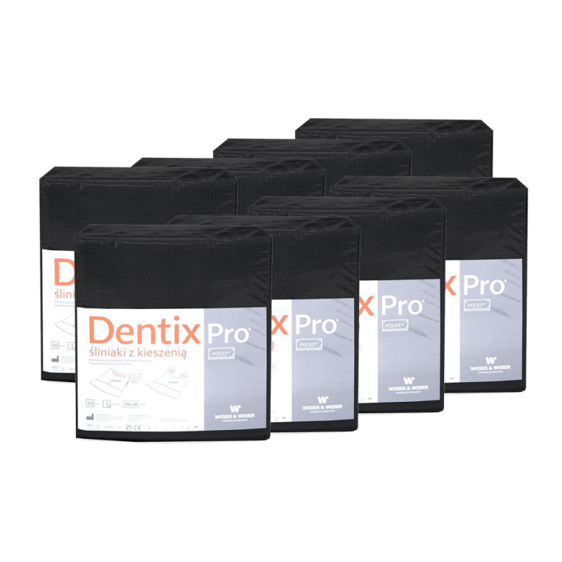 Śliniak dentystyczny z kieszonką 39cm x 48cm czarny podfoliowany 54g DentixPro 400szt