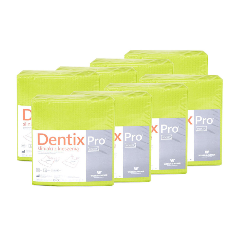 Śliniak dentystyczny z kieszonką 39cm x 48cm limonkowy podfoliowany 54g DentixPro 400szt