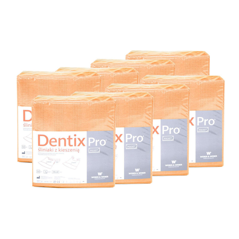 Śliniak dentystyczny z kieszonką 39cm x 48cm morelowy podfoliowany 54g DentixPro 400szt