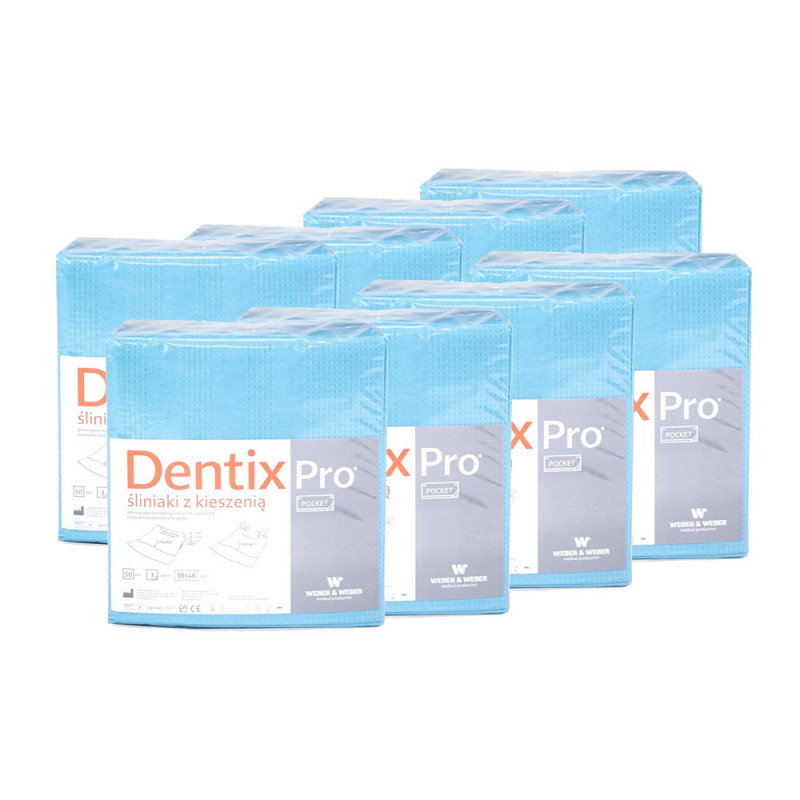 Śliniak dentystyczny z kieszonką 39cm x 48cm niebieski podfoliowany 54g DentixPro 400szt