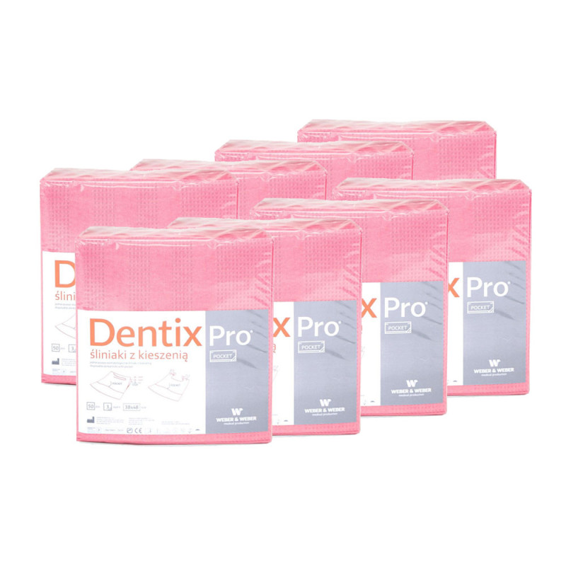 Śliniak dentystyczny z kieszonką 39cm x 48cm różowy podfoliowany 54g DentixPro 400szt