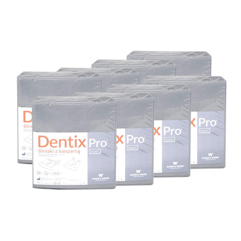 Śliniak dentystyczny z kieszonką 39cm x 48cm szary podfoliowany 54g DentixPro 400szt