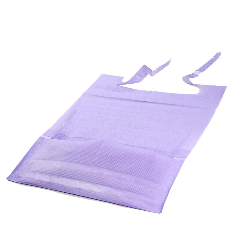 Śliniak dentystyczny z kieszonką 39cm x 48cm fioletowy podfoliowany 54g DentixPro 400szt