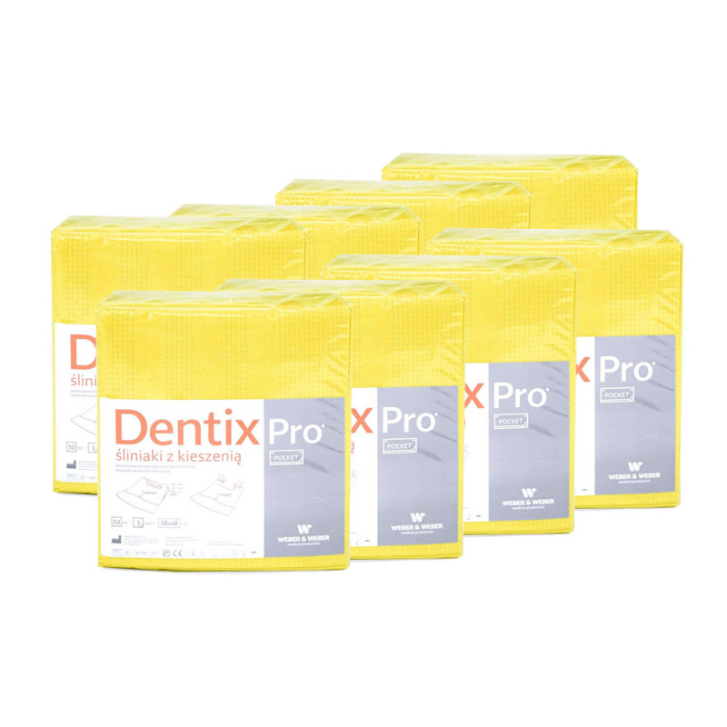 Śliniak dentystyczny z kieszonką 39cm x 48cm żółty podfoliowany 54g DentixPro 400szt