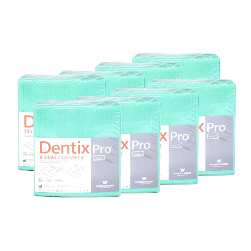 Śliniak dentystyczny z kieszonką 39cm x 48cm zielony podfoliowany 54g DentixPro 400szt
