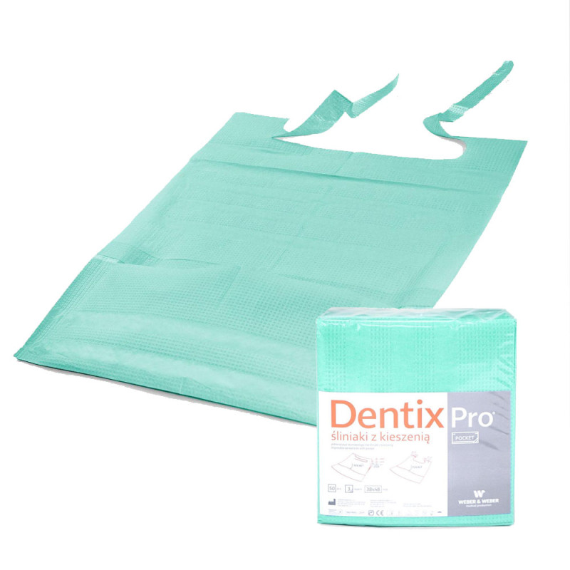 Śliniak dentystyczny z kieszonką 39cm x 48cm zielony podfoliowany 54g DentixPro 400szt