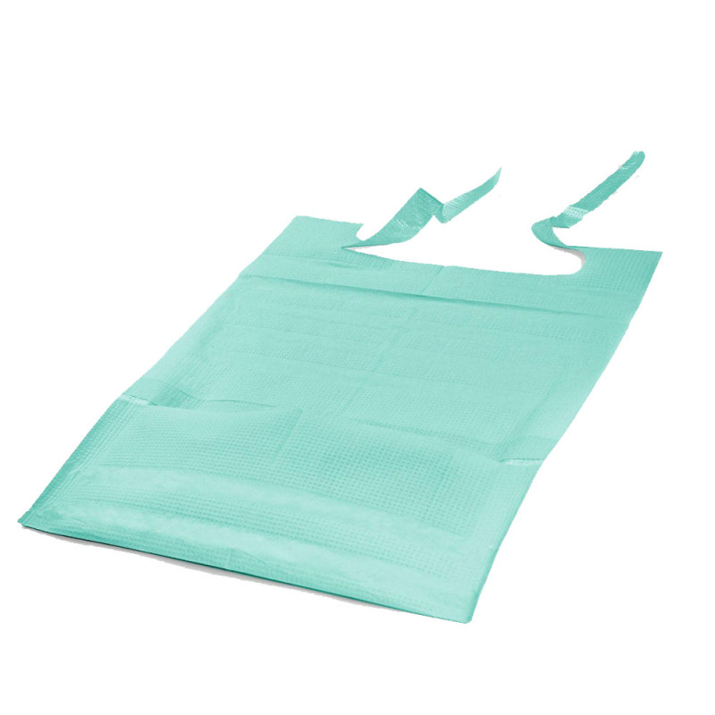 Śliniak dentystyczny z kieszonką 39cm x 48cm zielony podfoliowany 54g DentixPro 400szt