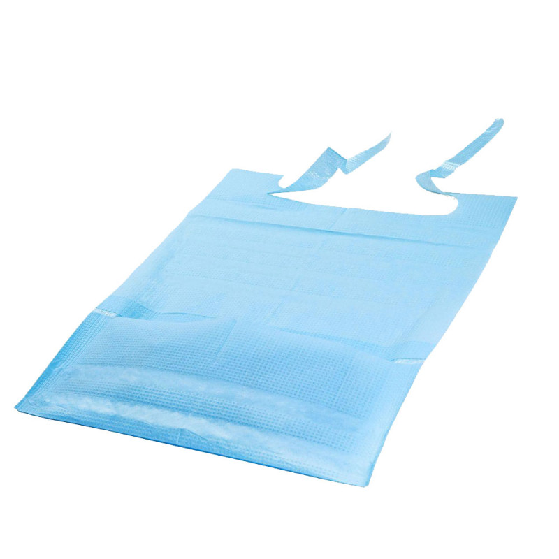 Śliniak dentystyczny z kieszonką 39cm x 48cm niebieski podfoliowany 54g DentixPro 50szt