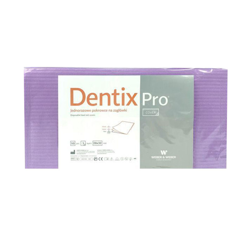 Pokrowiec na zagłówek stomatologiczny 32cm x 28cm fioletowy podfoliowany 54g DentixPro 600szt