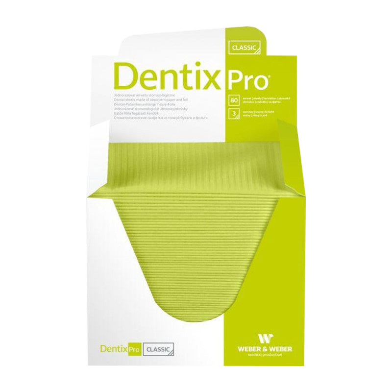 Serweta dentystyczna 33cm x 48cm limonkowa podfoliowana 54g DentixPro 80szt