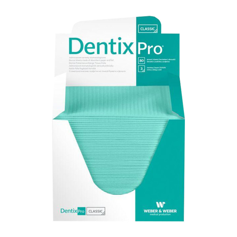 Serweta dentystyczna 33cm x 48cm zielona podfoliowana 54g DentixPro 80szt