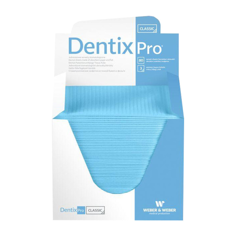 Serweta dentystyczna 33cm x 48cm niebieska podfoliowana 54g DentixPro 80szt