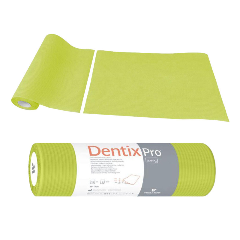 Serweta dentystyczna na rolce 33cm x 48cm limonkowa podfoliowana 54g DentixPro 400szt