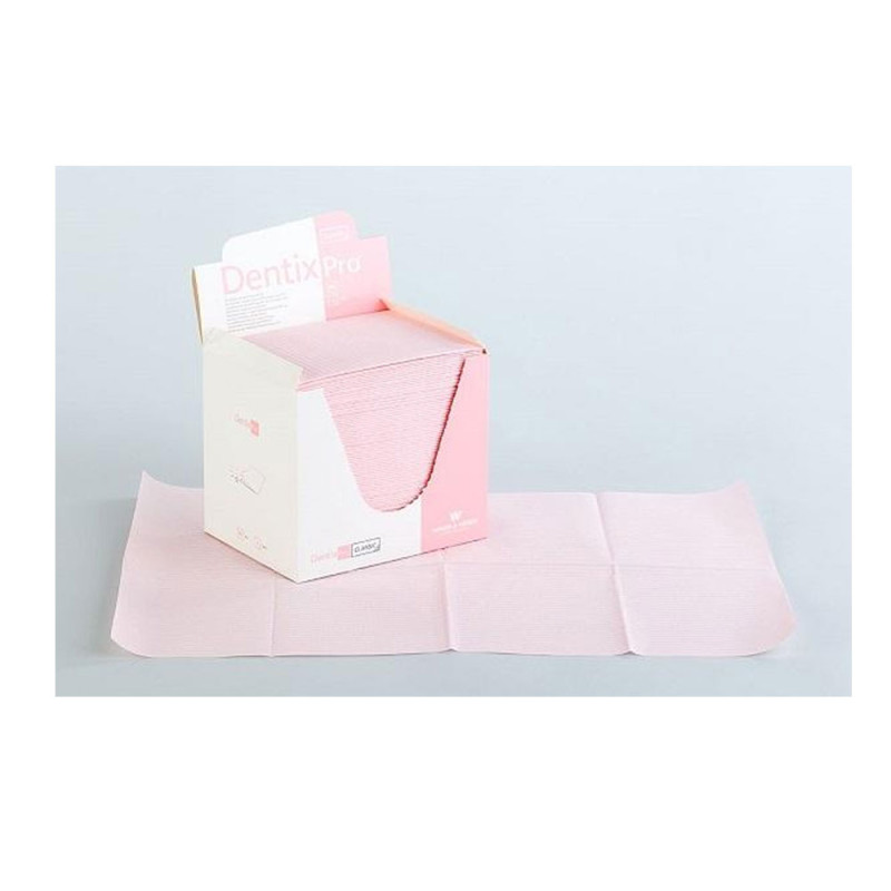 Serweta dentystyczna 33cm x 48cm różowa podfoliowana 54g DentixPro 80szt