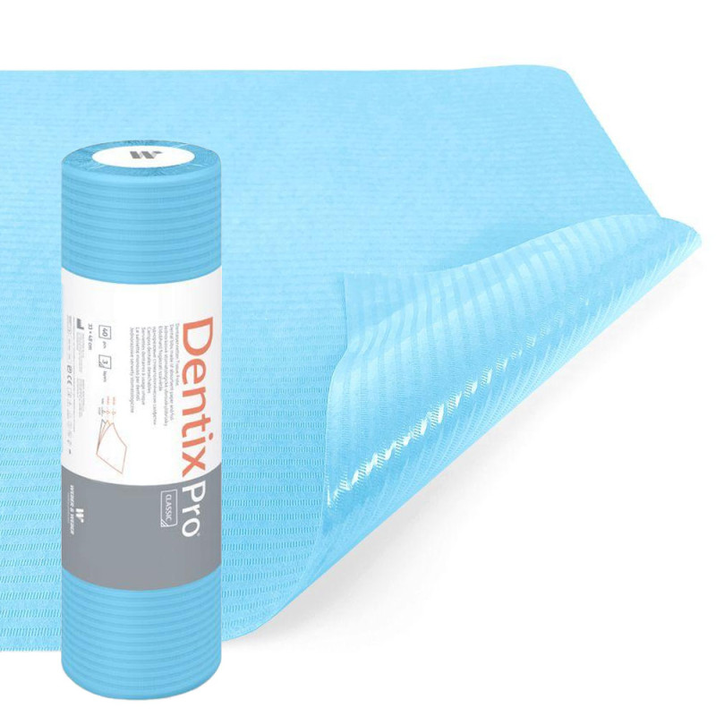 Serweta dentystyczna na rolce 33cm x 48cm niebieska podfoliowana 54g DentixPro 400szt