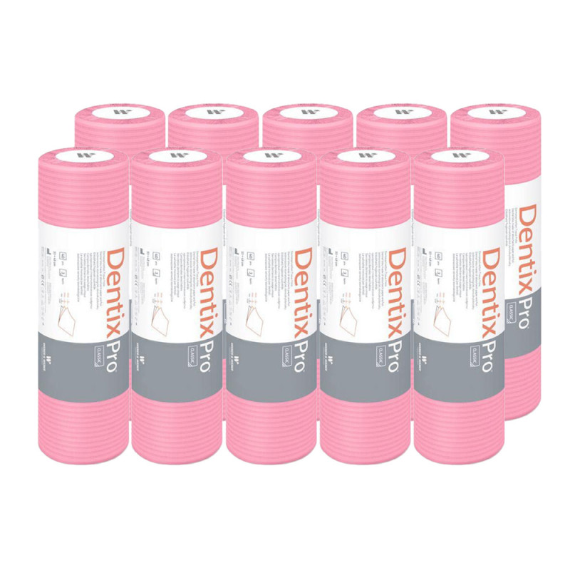 Serweta dentystyczna na rolce 33cm x 48cm różowa podfoliowana 54g DentixPro 400szt