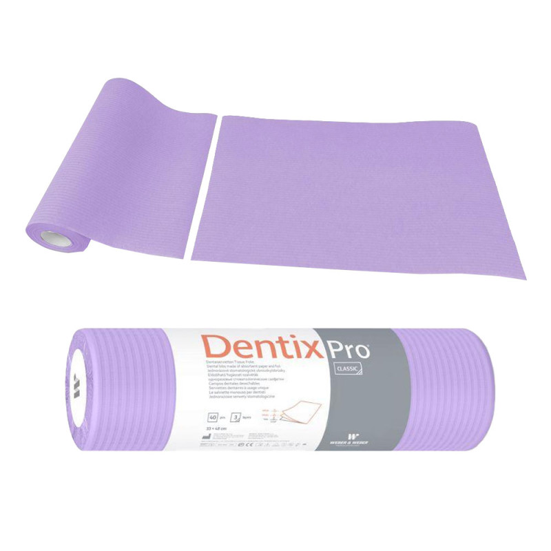 Serweta dentystyczna na rolce 33cm x 48cm fioletowa podfoliowana 54g DentixPro 400szt