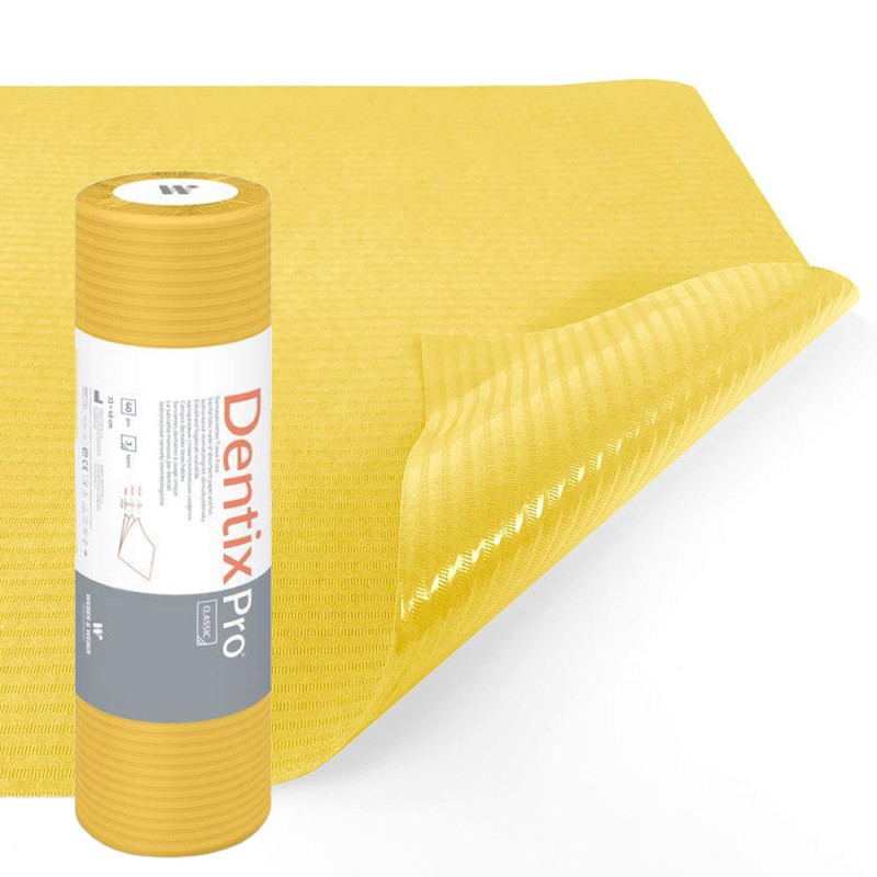 Serweta dentystyczna na rolce 33cm x 48cm żółta podfoliowana 54g DentixPro 400szt