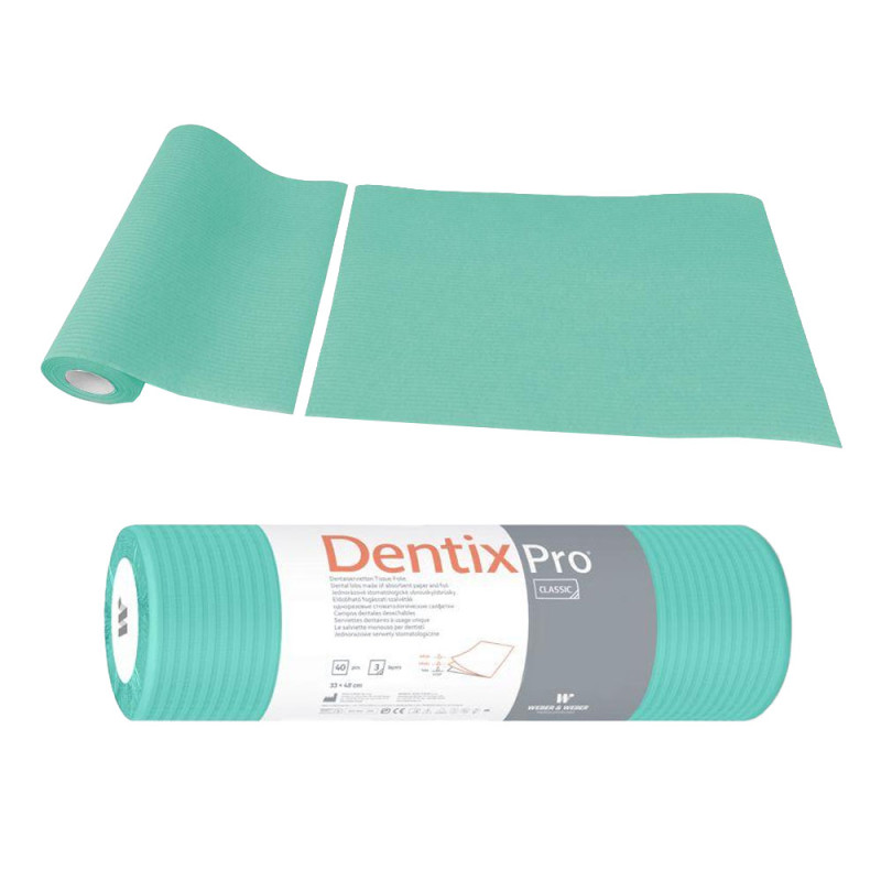Serweta dentystyczna na rolce 33cm x 48cm zielona podfoliowana 54g DentixPro 400szt