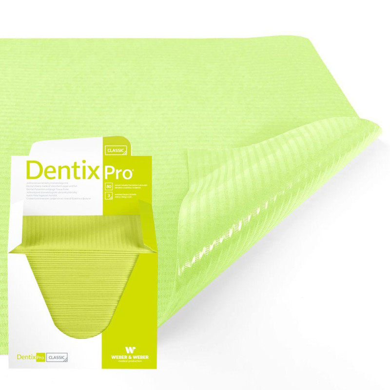 Serweta dentystyczna 33cm x 48cm limonkowa podfoliowana 54g DentixPro 480szt