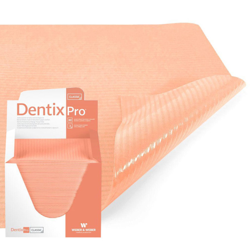 Serweta dentystyczna 33cm x 48cm morelowa podfoliowana 54g DentixPro 480szt