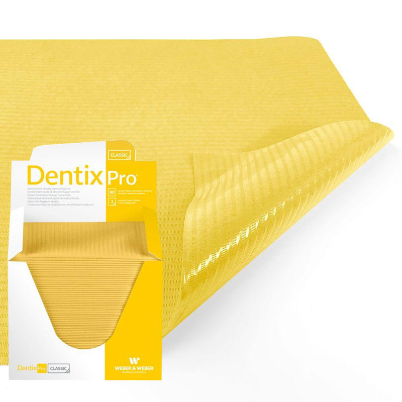 Serweta dentystyczna 33cm x 48cm żółta podfoliowana 54g DentixPro 480szt