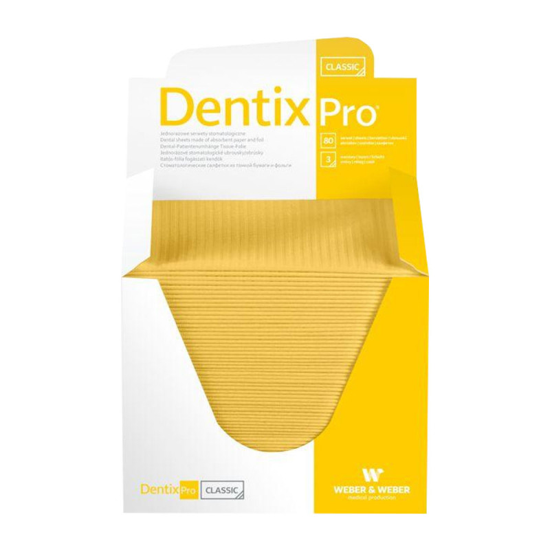 Serweta dentystyczna 33cm x 48cm żółta podfoliowana 54g DentixPro 480szt