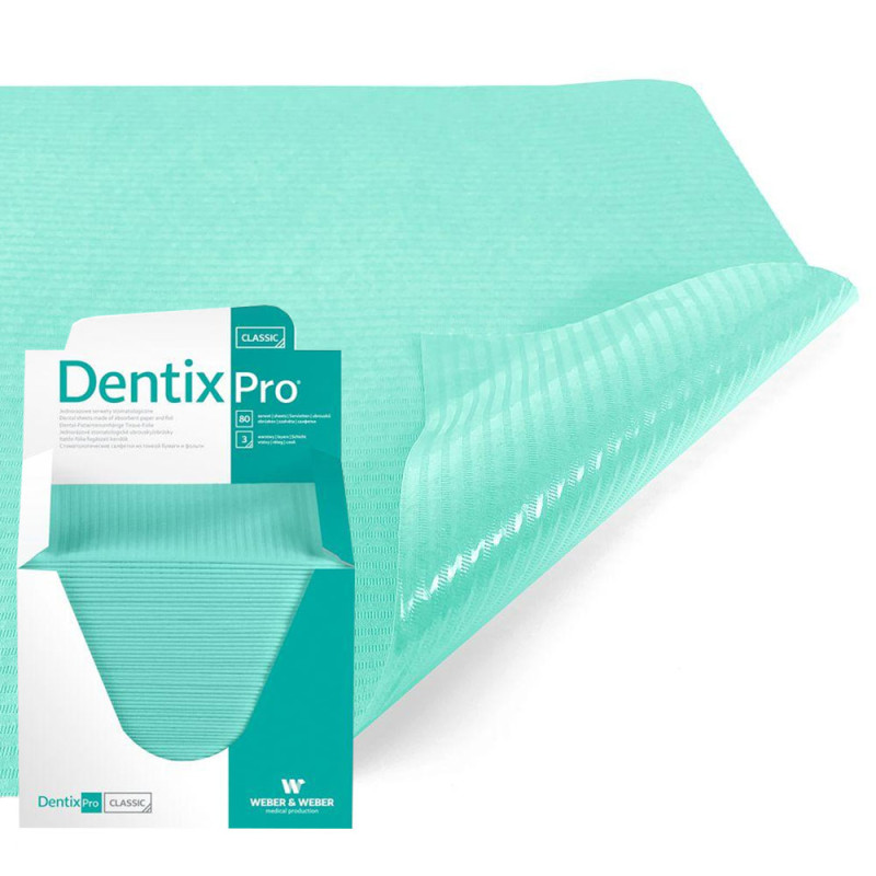 Serweta dentystyczna 33cm x 48cm zielona podfoliowana 54g DentixPro 480szt